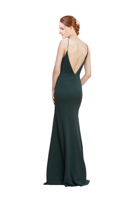 Rosa línea A Cuello en V Crepé Elástico Largo Formales Vestidos de dama de honor / Vestidos de fiesta Outlet