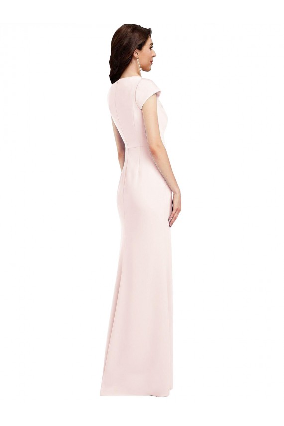 Rosa línea A Cuello en V Crepé Elástico Largo Formales Vestidos de dama de honor / Vestidos de fiesta Outlet