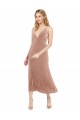 Rosa línea A Cuello en V Midi Terciopelo Elástico Corto Vestidos de dama de honor / Vestidos de fiesta / Vestidos de cóctel Outlet