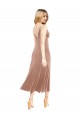 Rosa línea A Cuello en V Midi Terciopelo Elástico Corto Vestidos de dama de honor / Vestidos de fiesta / Vestidos de cóctel Outlet