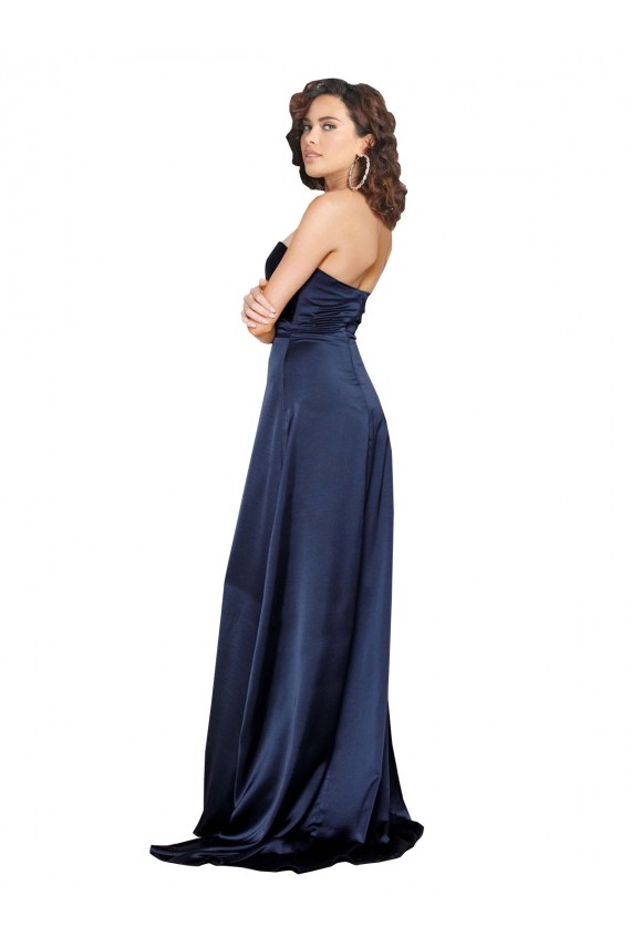 Sapphire línea A Cuello Alto Satén sedoso Largo Formales Vestidos de dama de honor / Vestidos de fiesta Outlet