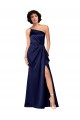 Sapphire línea A Un Hombre Satén sedoso Largo Formales Vestidos de dama de honor / Vestidos de fiesta Outlet