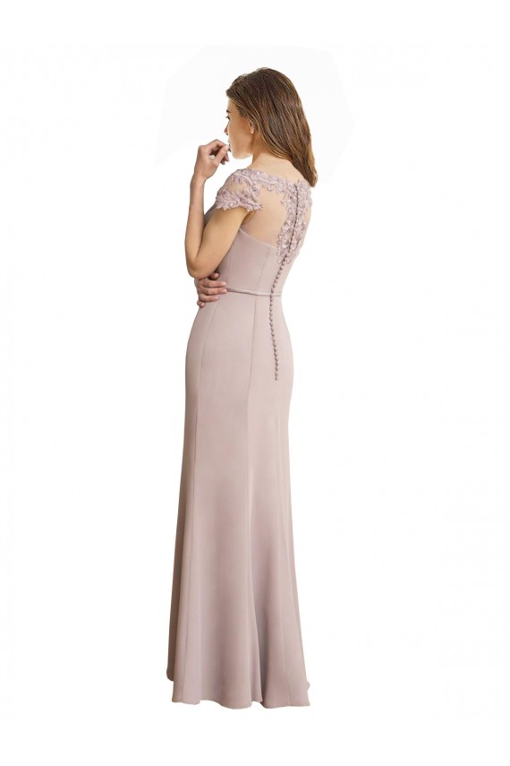 Sirena Cucharón Cuello Alto Gasa Encaje Largo Vestidos de dama de honor Outlet