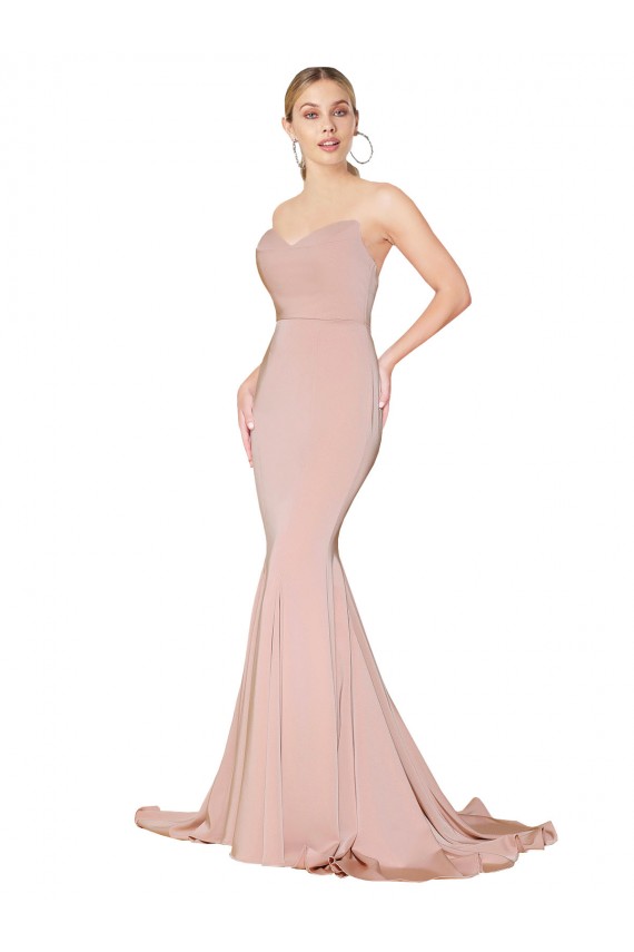Sirena Cuello Alto Crepé Elástico Largo Formales Vestidos de dama de honor / Vestidos de fiesta Outlet
