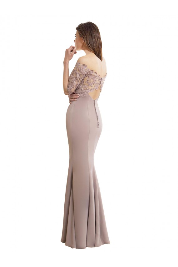 Sirena Cuello Alto Gasa Encaje Largo Vestidos de dama de honor Outlet