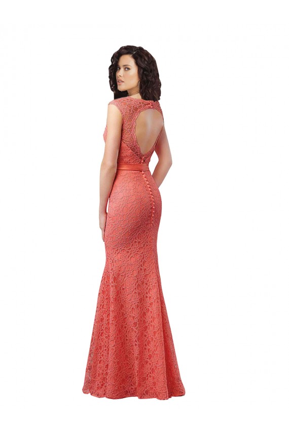 Sirena Cuello en V Encaje Largo Vestidos de dama de honor Outlet