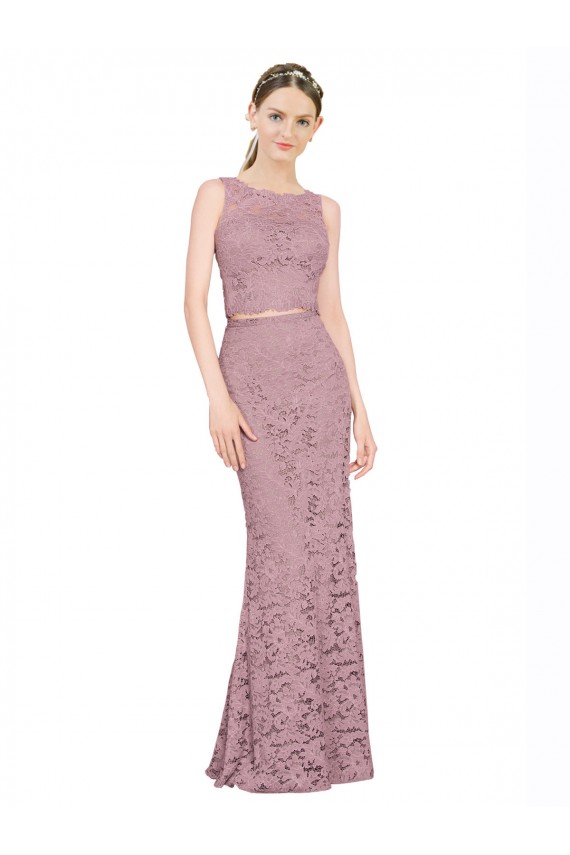 Sirena Ilusión Encaje Largo Vestidos de dama de honor / Vestidos de fiesta Outlet