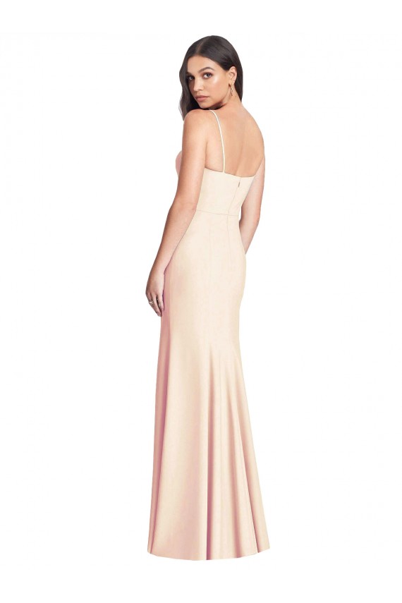 Trompeta Tirantes espagueti Crepé Elástico Largo Vestidos de dama de honor / Vestidos de fiesta Outlet