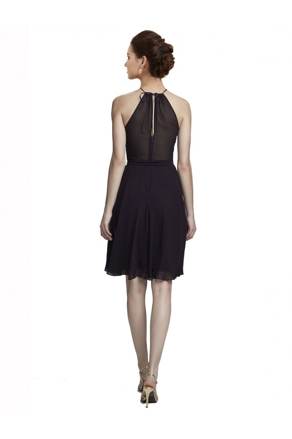 Uva línea A Halter Cuello Alto Gasa Corto Vestidos de dama de honor / Vestidos de cóctel / Vestidos para homecoming Outlet