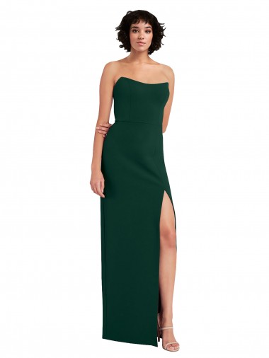 Verde Midnight Cubierta Cucharón Sin tirantes Crepé Elástico Largo Formales Vestidos de dama de honor / Vestidos de fiesta Outlet