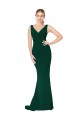 Verde Midnight Sirena Cuello en V Cuello Alto Crepé Elástico Largo Formales Vestidos de dama de honor / Vestidos de fiesta Outlet