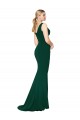 Verde Midnight Sirena Cuello en V Cuello Alto Crepé Elástico Largo Formales Vestidos de dama de honor / Vestidos de fiesta Outlet
