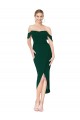 Verde Midnight Sirena Hombros Descubiertos Crepé Elástico Corto Asimétrico Formales Vestidos de dama de honor / Vestidos de fiesta / Vestidos de cóctel Outlet