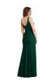 Verde Midnight Trompeta Cuadrado Crepé Elástico Largo Vestidos de dama de honor / Vestidos de fiesta Outlet