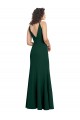 Verde Midnight línea A Cuello en V Crepé Elástico Largo Formales Vestidos de dama de honor / Vestidos de fiesta Outlet