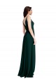 Verde Midnight línea A Cuello en V Crepé Elástico Largo Formales Vestidos de dama de honor / Vestidos de fiesta Outlet