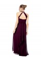 Verde Midnight línea A Halter Gasa Largo Vestidos de dama de honor Outlet
