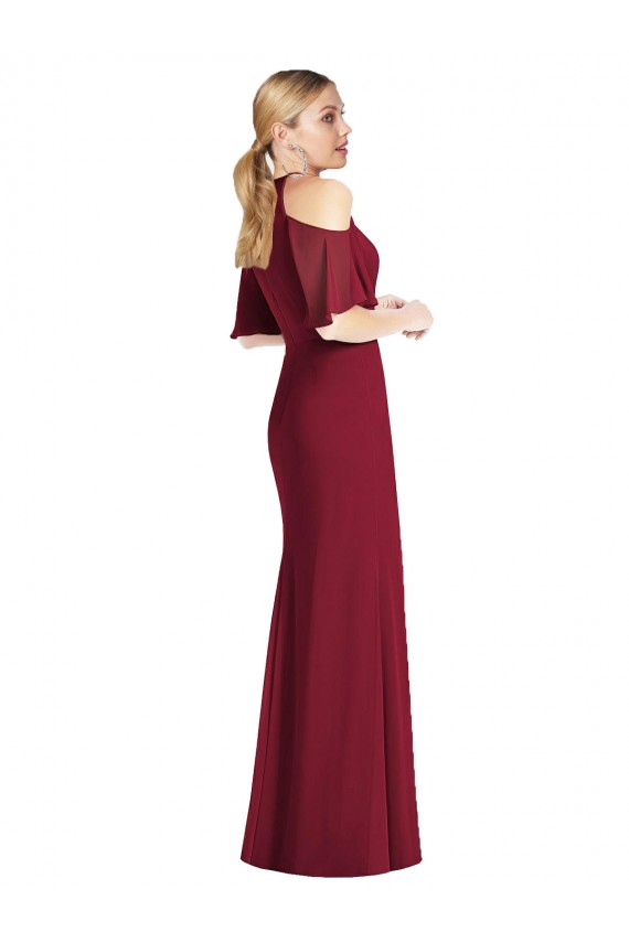 Verde Salvia Sirena Halter Gasa Largo Vestidos de dama de honor Outlet