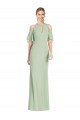 Verde Salvia Sirena Halter Gasa Largo Vestidos de dama de honor Outlet
