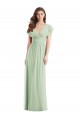 Verde Salvia Trompeta Cuello en V Gasa Largo Vestidos de dama de honor Outlet
