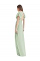 Verde Salvia Trompeta Cuello en V Gasa Largo Vestidos de dama de honor Outlet