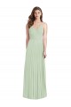 Verde Salvia Trompeta Tirantes espagueti Cuello en V Gasa Largo Vestidos de dama de honor Outlet