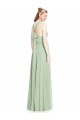 Verde Salvia línea A Halter Gasa Largo Vestidos de dama de honor Outlet