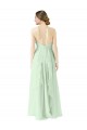Verde Salvia línea A Halter Gasa Largo Vestidos de dama de honor Outlet