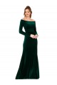 Verde oscuro Cubierta Hombros Descubiertos Terciopelo Elástico Largo Formales Vestidos de dama de honor / Vestidos de fiesta Outlet
