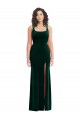 Verde oscuro Trompeta Cuadrado Terciopelo Elástico Largo Vestidos de dama de honor / Vestidos de fiesta Outlet