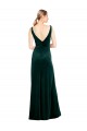 Verde oscuro línea A Cuello en V Terciopelo Elástico Largo Formales Vestidos de dama de honor / Vestidos de fiesta Outlet