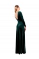 Verde oscuro línea A Cuello en V Terciopelo Elástico Largo Vestidos de dama de honor / Vestidos de fiesta Outlet