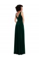 Verde oscuro línea A Cuello en V Terciopelo Elástico Largo Vestidos de dama de honor / Vestidos de fiesta Outlet