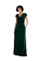 Verde oscuro línea A Terciopelo Elástico Largo Vestidos de dama de honor / Vestidos de fiesta Outlet