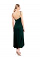 Verde oscuro línea A Tirantes espagueti Midi Terciopelo Elástico Corto Vestidos de dama de honor / Vestidos de fiesta / Vestidos de cóctel Outlet