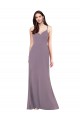 lavanda oscura Columna Cuello de Corazón Gasa Largo Formales Vestidos de dama de honor / Vestidos de noche Outlet