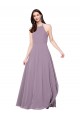 lavanda oscura línea A Halter Gasa Largo Vestidos de dama de honor Outlet