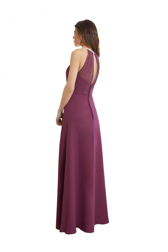 línea A Cuello Alto Gasa Largo Vestidos de dama de honor Outlet