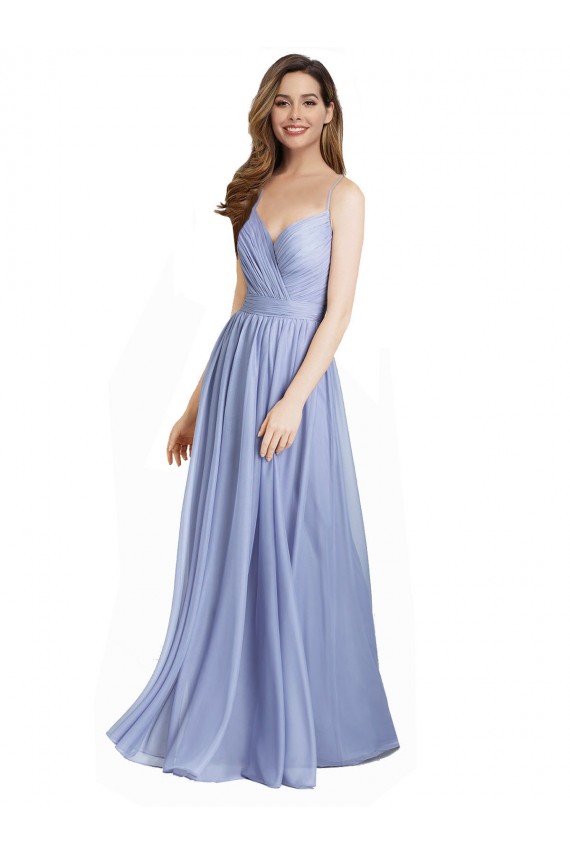 línea A Cuello de Corazón Gasa Encaje Largo Vestidos de dama de honor Outlet