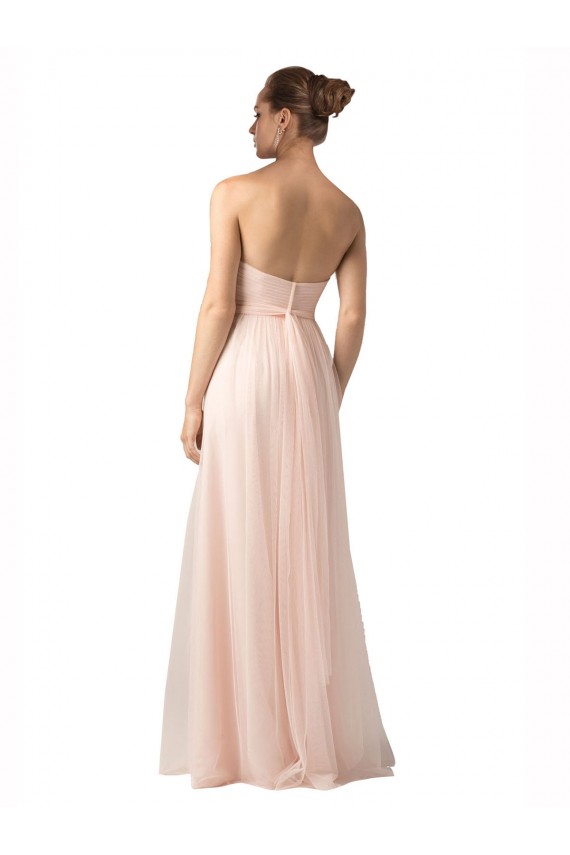 línea A Cuello de Corazón Tul Largo Vestidos de dama de honor Outlet