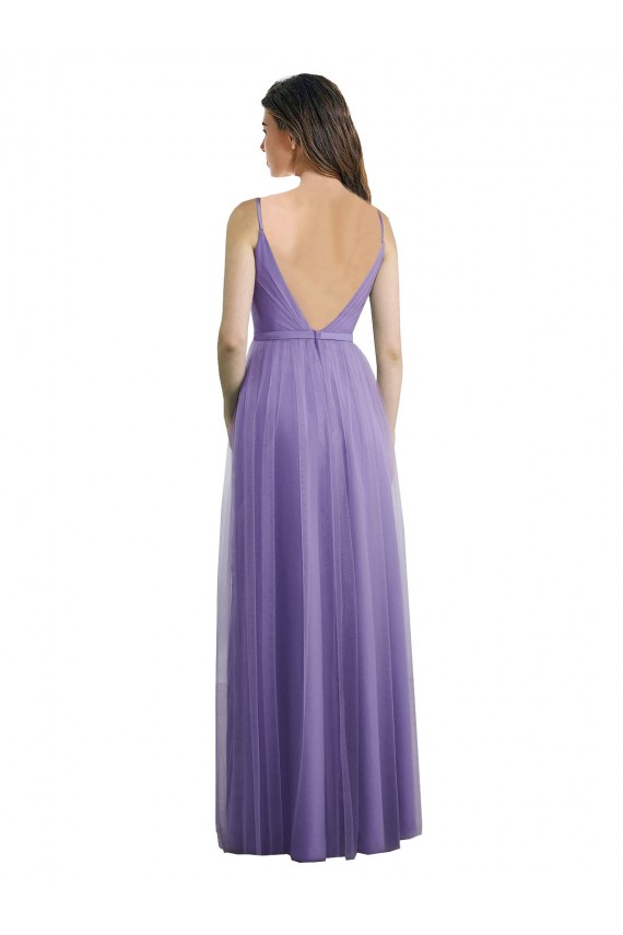 línea A Cuello de Corazón Tul Largo Vestidos de dama de honor Outlet