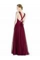 línea A Cuello en V Cuello de Corazón Tul Largo Vestidos de dama de honor Outlet