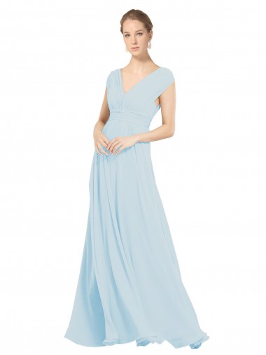 línea A Cuello en V Gasa Largo Vestidos de dama de honor Outlet