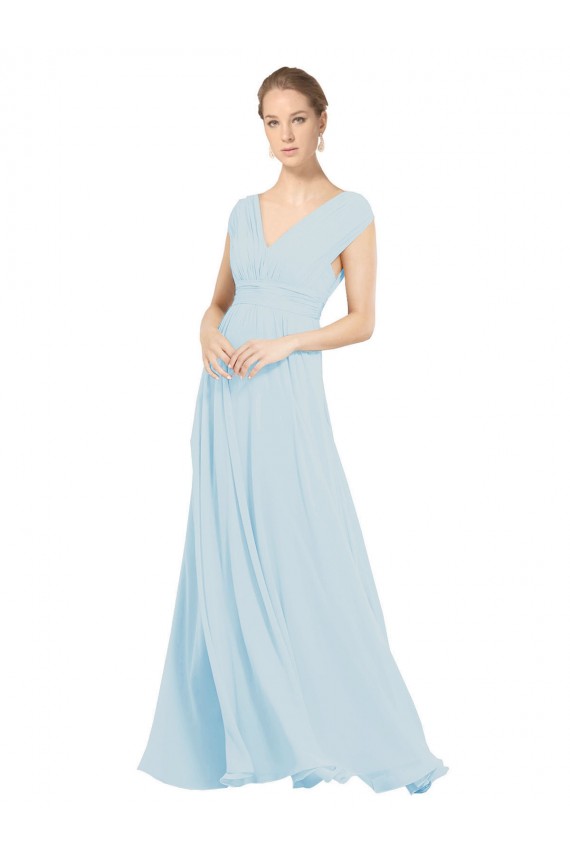 línea A Cuello en V Gasa Largo Vestidos de dama de honor Outlet