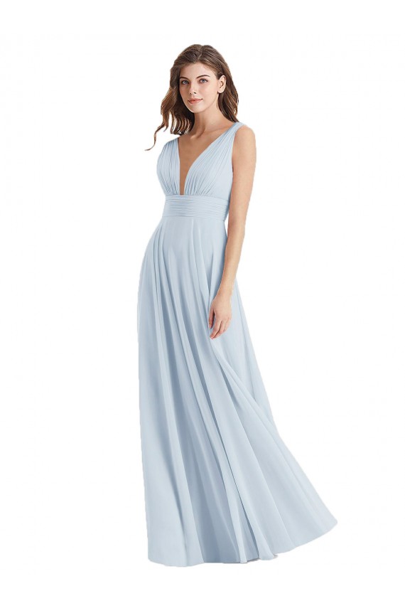 línea A Cuello en V Gasa Largo Vestidos de dama de honor Outlet