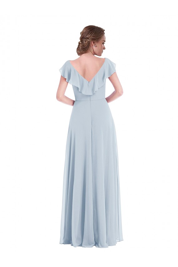 línea A Cuello en V Gasa Largo Vestidos de dama de honor Outlet
