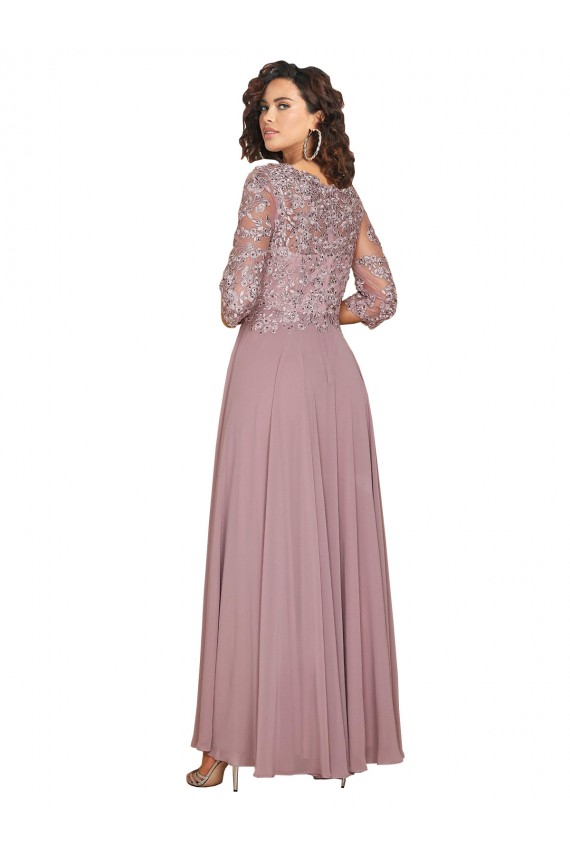 línea A Cuello en V Gasa Largo Vestidos de dama de honor / Vestidos de fiesta Outlet