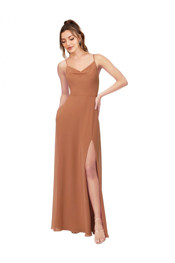 línea A Gasa Largo Vestidos de dama de honor Outlet