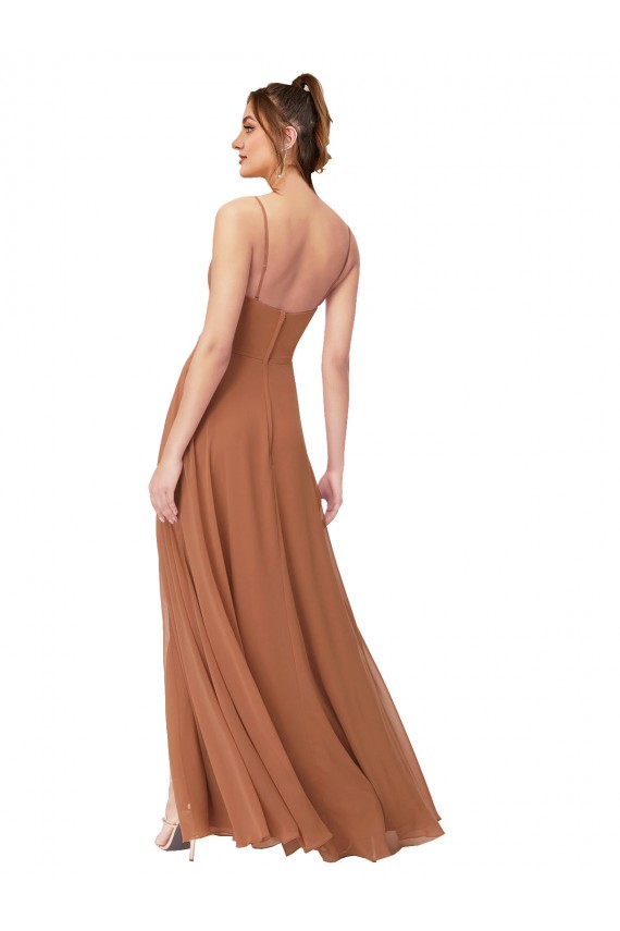 línea A Gasa Largo Vestidos de dama de honor Outlet