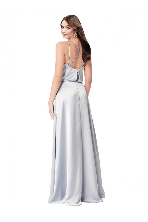 línea A Halter Satén sedoso Largo Formales Vestidos de dama de honor / Vestidos de noche Outlet
